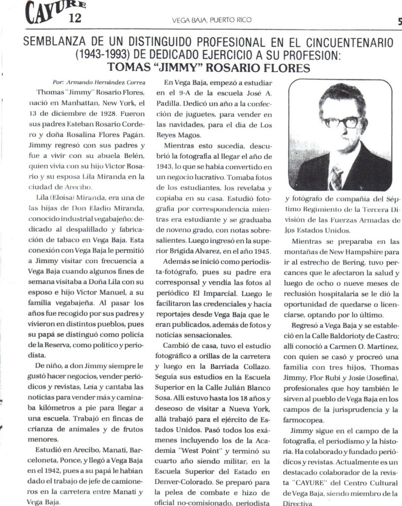 TJRF 1993 CAYURE THOMAS JIMMY ROSARIO FLORES SEMBLANZA Y POEMAS