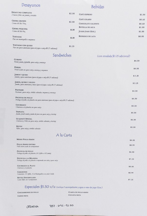 MENU GUAJANA