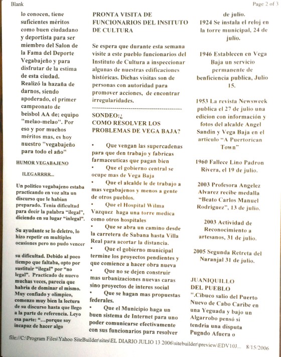 EL DIARIO VEGABAJENO 20060710 2