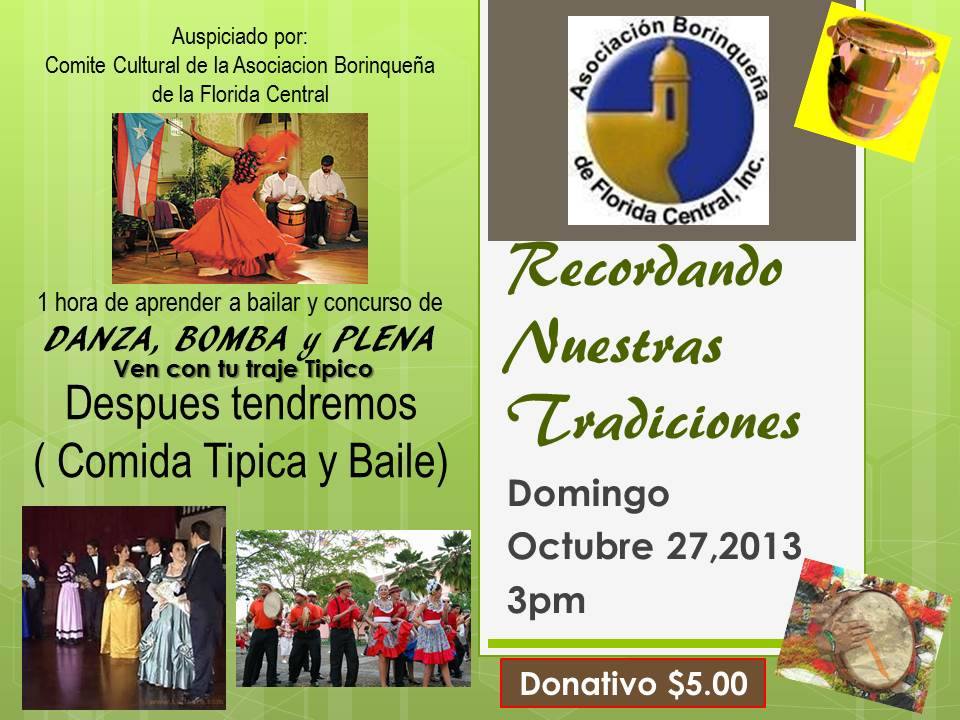 ASOCIACION BORINQUENA FLORIDA CENTRAL ANUNCIO RECORDANDO NUESTRAS TRADICIONES
