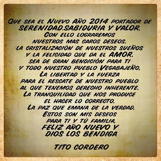 Mensaje de Tito Cordero 1 1 2014
