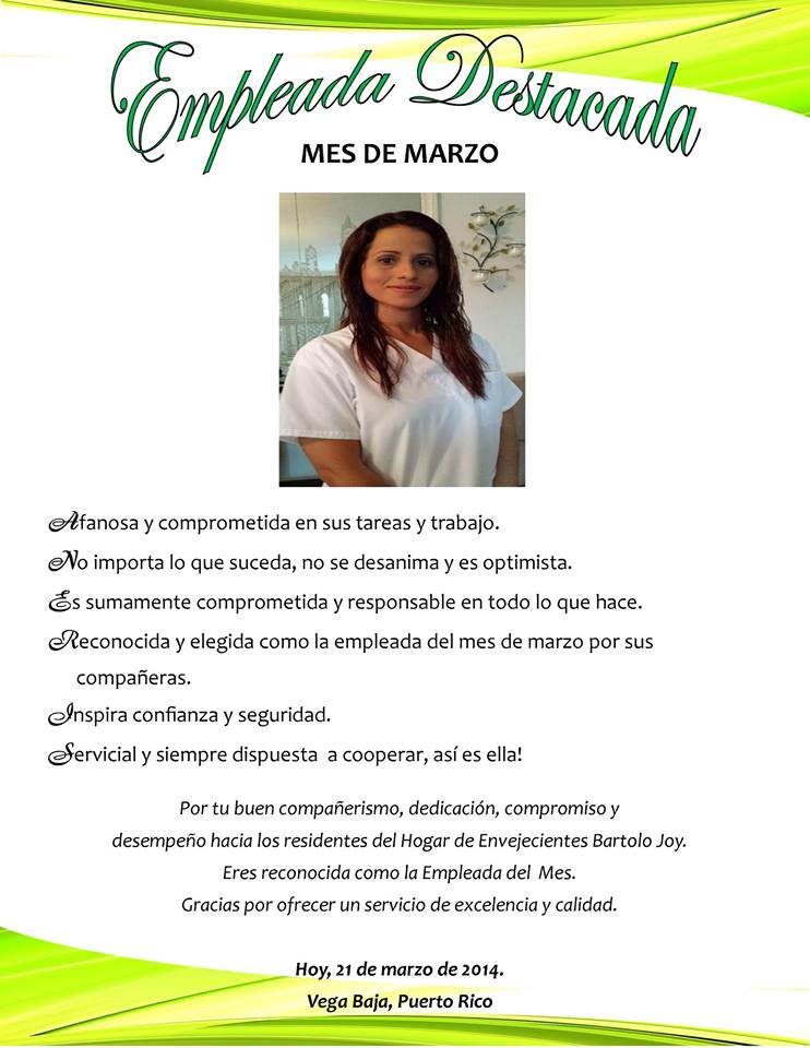 aempleada del mes de bartolo joy marzo 2014