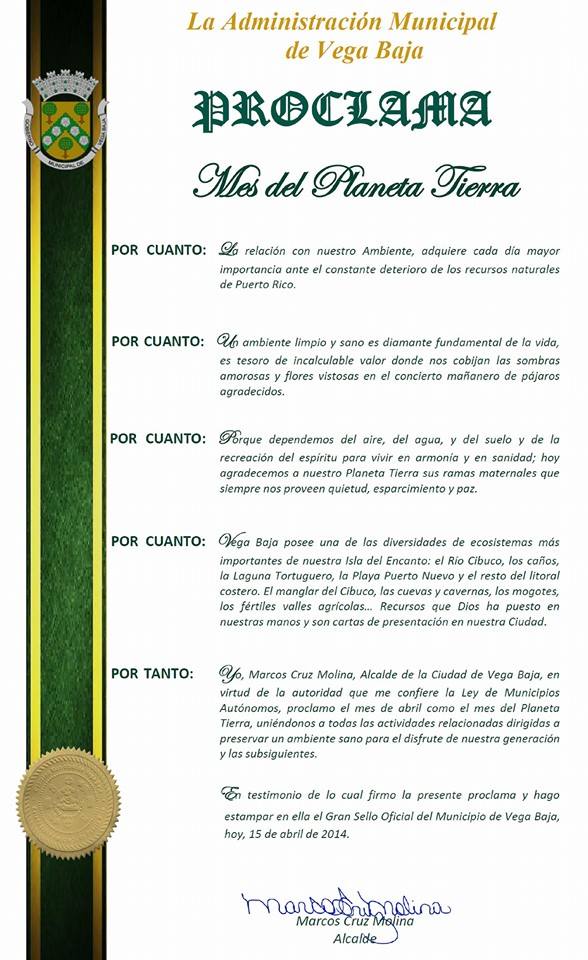 PROCLAMA DEL MES DEL PLANETA TIERRA
