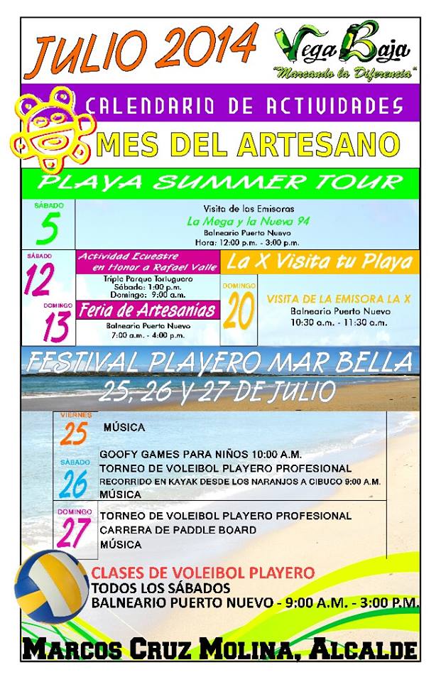 CALENDARIO VEGABAJENO JULIO