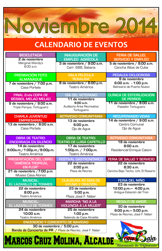 Calendario de Actividades NOVIEMBRE