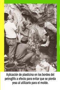 0051 Arq Aplican plasticina en bordes para molde de petroglifo