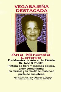 Ana Miranda Lafaye Vegabajeña  Pintora y Maestra Arte
