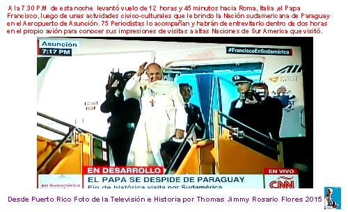 Papa se despide de Paraguay