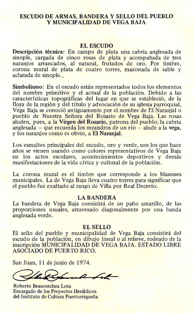 080-0 Descripción Símbolos Escudo, Bandera y Sello de Vega Baja