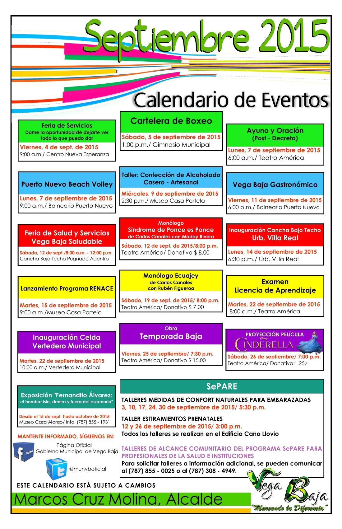 Calendario de Actividades SEPTIEMBRE  2015-1