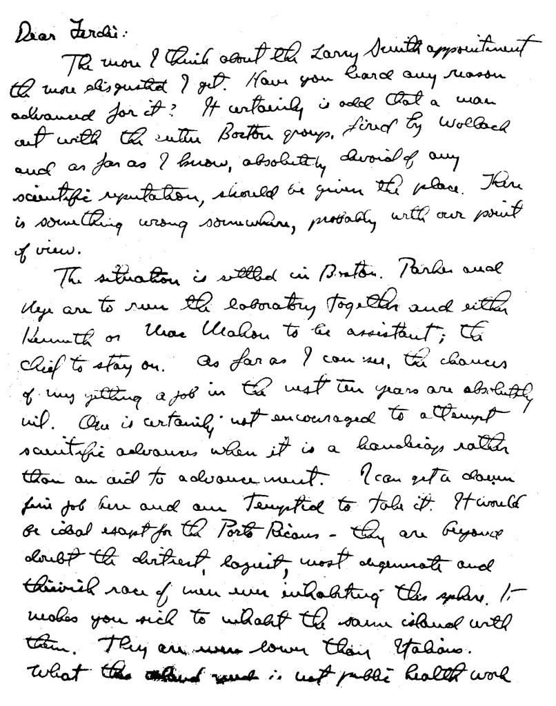 RHOADS CARTA DE RHOARDS SOBRE LOS PUERTORRIQUENOS
