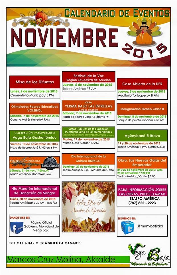CALENDARIO DE EVENTOS DE NOVIEMBRE GMVB
