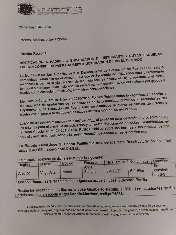 CARTA DE JOSE G PADILLA Y SANDIN