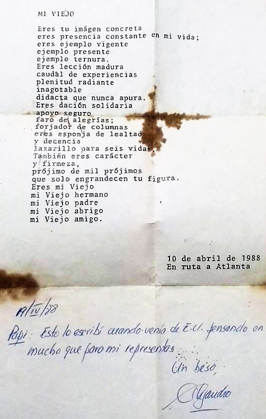 CARTA DE ALEJANDRO TORRES A SU PADRE